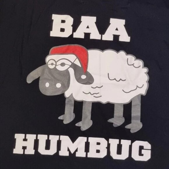 Baa Humbug Xmas Novelty Graphic Tee Funny Holiday Gift Unisex Christmas Outfit - Picture 2 of 5